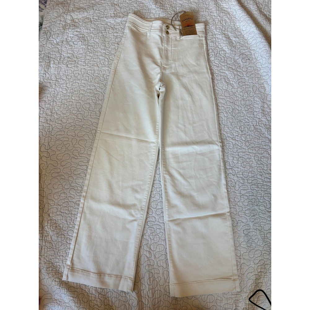 Faherty Size 25 Stretch Terry Harbor Pant Color Egret